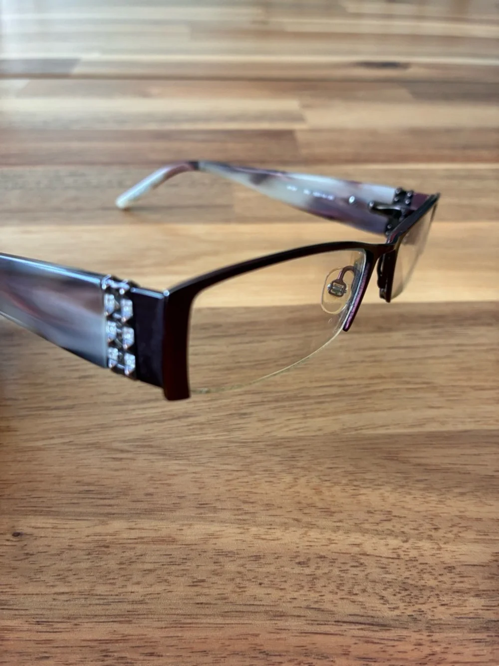 Rampage R124 BU Half-Rim Eyeglasses Glasses Frames Burgundy Marble 52-16-135